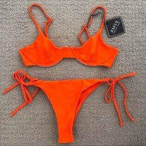 Zaful bright orange balconette bikini